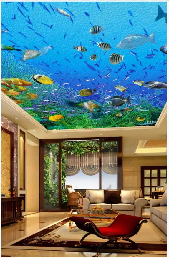 

Custom photo wallpaper 3d ceiling murals wallpaper for walls 3 d Sea World Living Room Bedroom Ceiling Zenith Mural wall papers