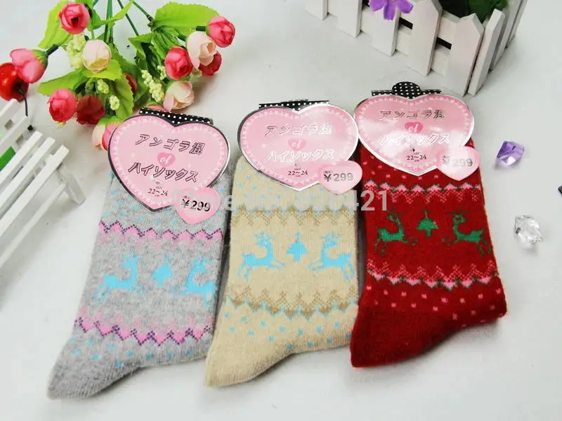 Fcare 10 шт = 5 пар calcetines женские носки из толстой шерсти ангоры женские зимние шерстяные носки из ангоры