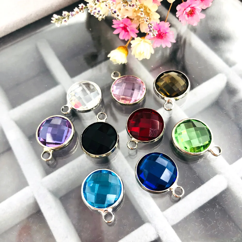 Круглые сережки из сплава 12 мм с одной петлей для пришивания стразы голубым