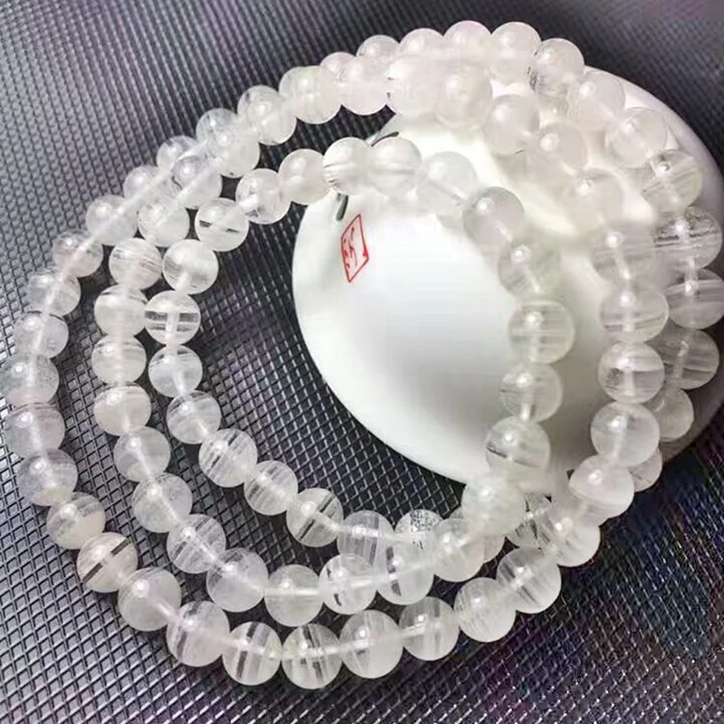 Оптовая продажа белый натуральный кристалл призрака браслеты 6 мм ожерелье из