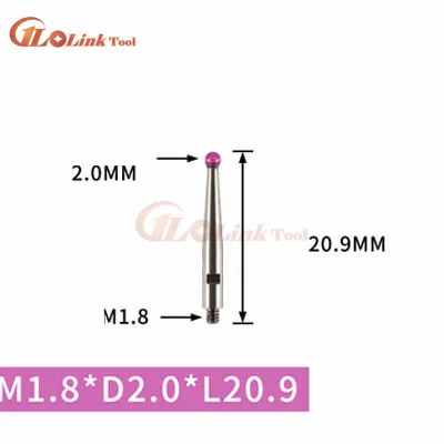 M1.8x20.9L 2.0 RUBY M1.6 m1.8 диаметр резьбы 2 мм Головка 14,9 20,9 длина Рубиновая головка штыревой Калибр микрометр наконечник рычаг циферблат тестовый Индикатор зонд микрометр - Цвет: M1.8x20.9L 2.0 RUBY