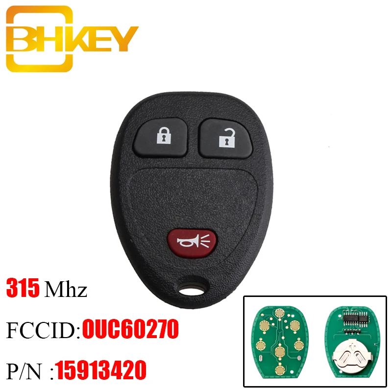 BHKEY 3 кнопки дистанционного ключа Fob OUC60221 315 МГц для GMC Chevy Silverado Sierra 1500 2500 3500 2007-2014
