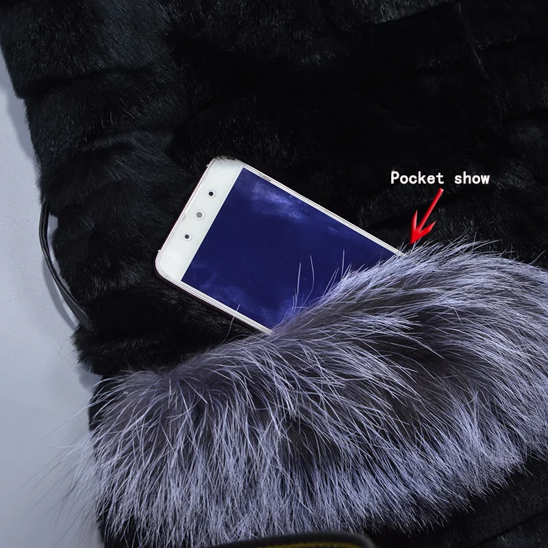 2017 Real Rabbit fur and Fox skin Vest Pockets Girdle fashion Woman Autumn and winter Round neck black Female sex  Vest