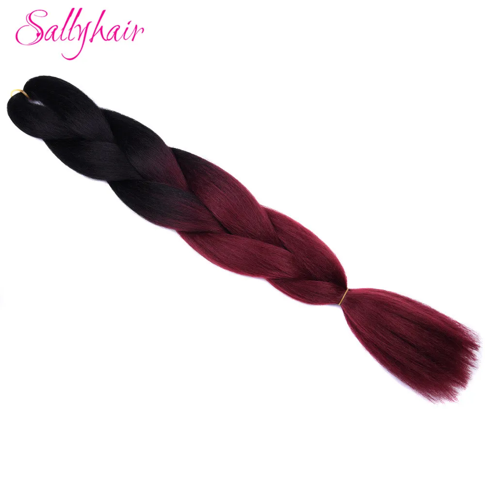 P18/613 Sallyhair Омбре плетение волос для наращивания 2 тона цвет 1 упаковка 24 дюйма Высокая температура Большие синтетические косы объемные волосы черный - Цвет: P18/613