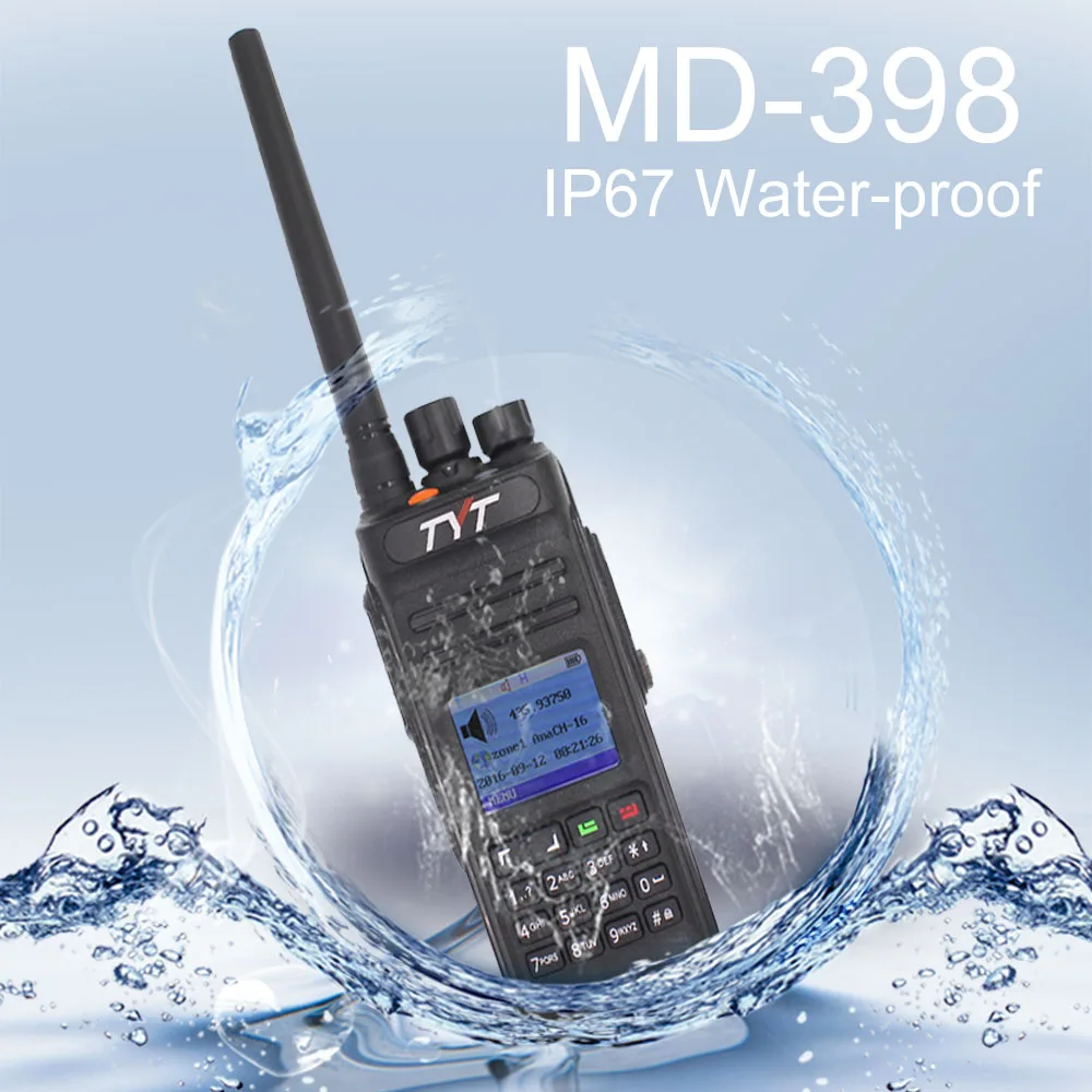 TYT двухстороннее радио MD-398 VHF136-174MHz или UHF400-470MHz Walkie Talkie IP67 Водонепроницаемый DMR цифровой радио MD398 10 Вт домофон