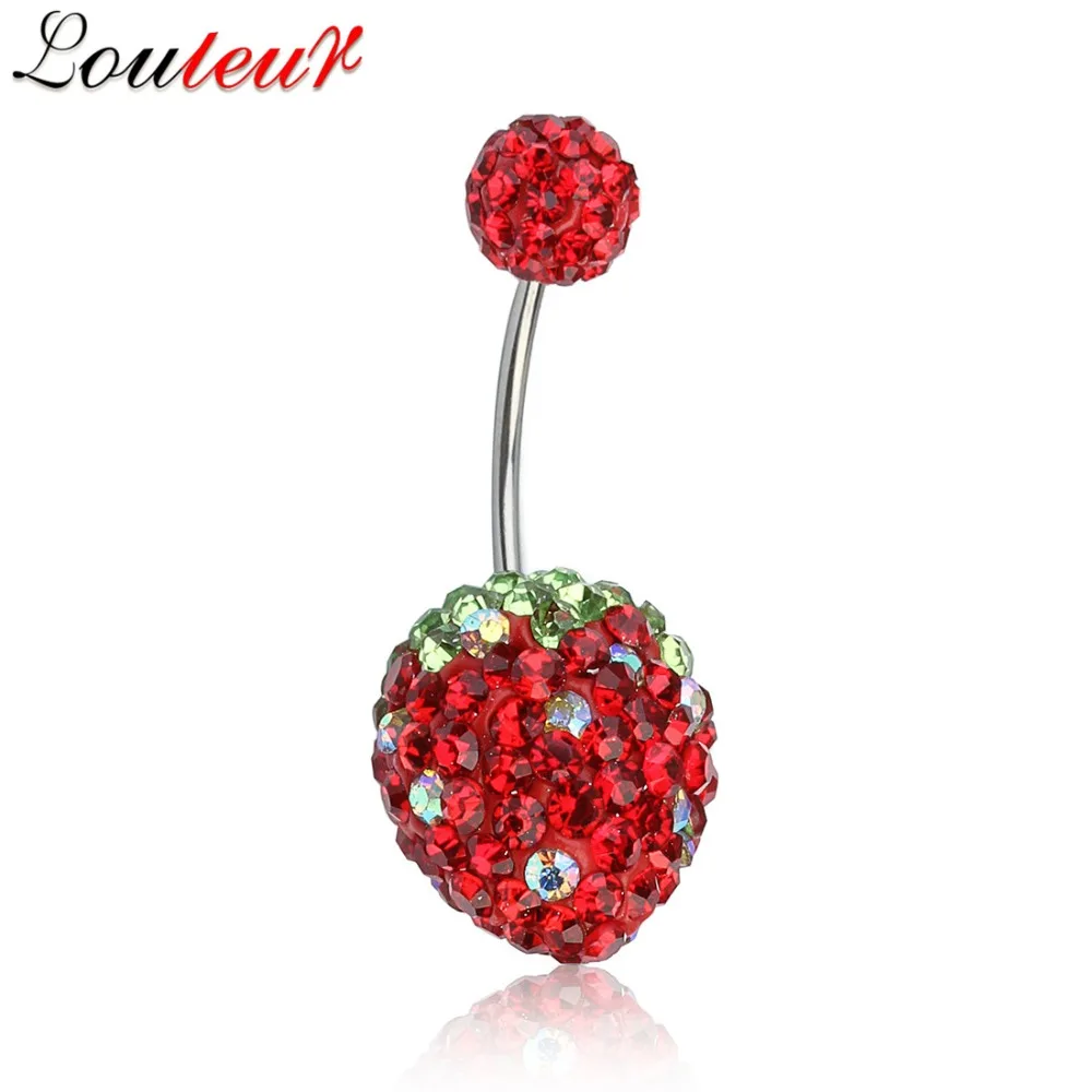 LOULEUR 2017 New Crystal Rhinestone Belly Button Rings Navel Piercing Jewelry Stainless Steel Labret Body |