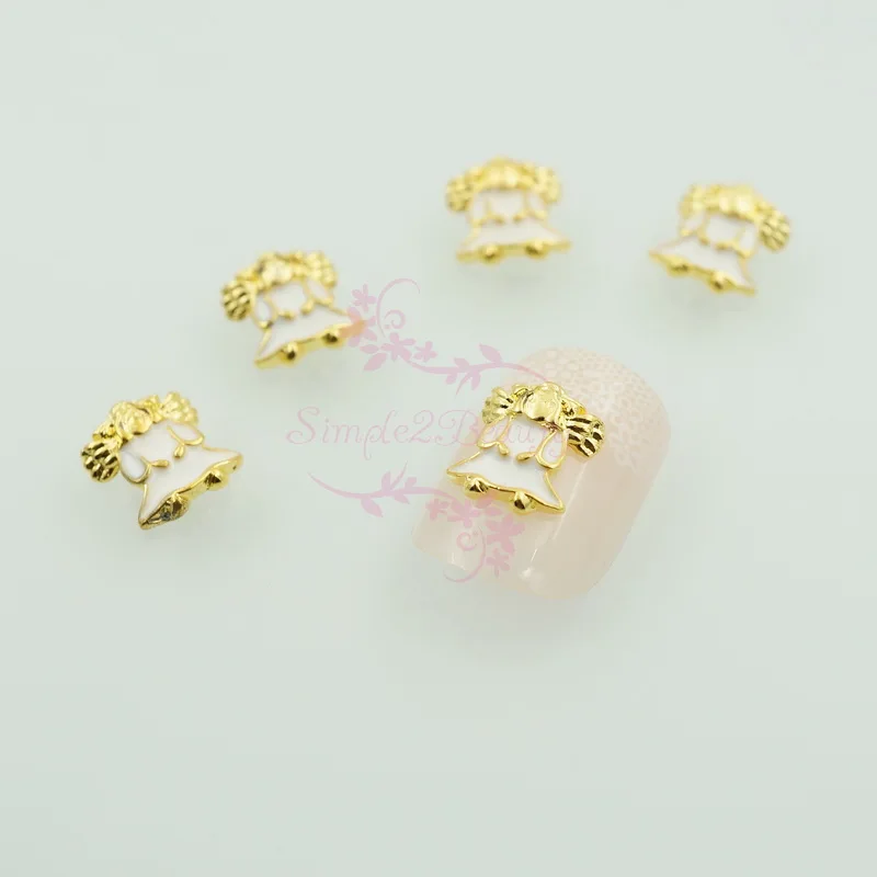 100pcs/lot Xmas Series Angel Curved Back 10x9mm White Glod Metal Alloy Nail Art Charms Jewelry DIY Design Decorations Ornament | Красота и