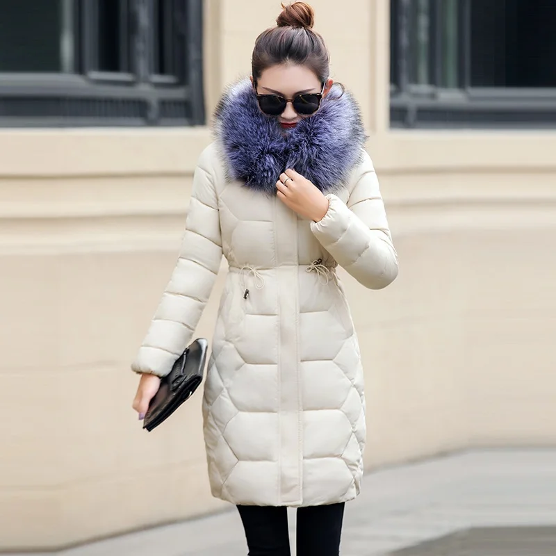 Женские зимние куртки и пальто 4 вида цветов стеганые с капюшоном большим