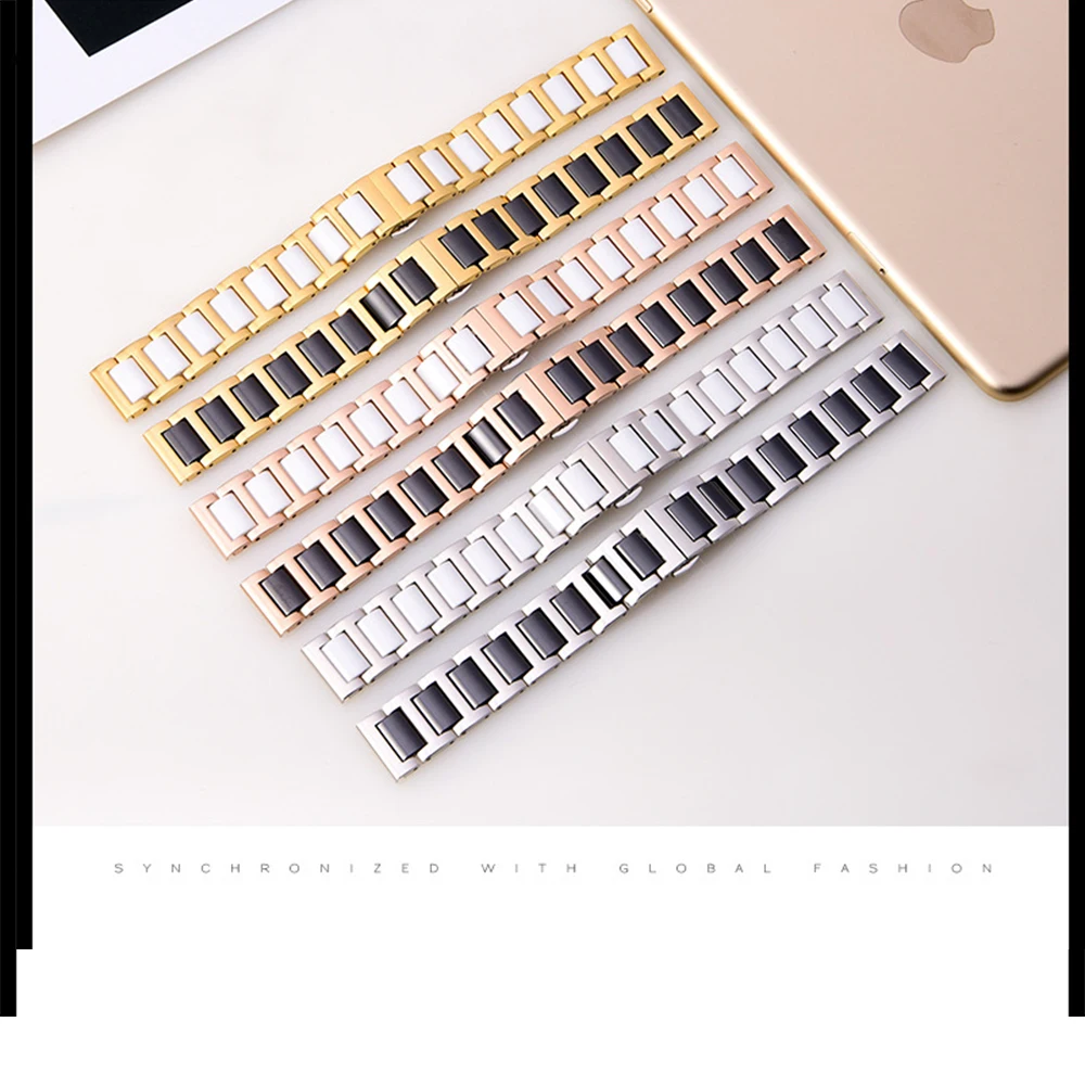 Fashion Ceramic Wristwatch Straps 316L Stainless Steel Watchband 14mm 16mm 18mm 20mm 22mm Ceramic Wristbands Watch Accessories
