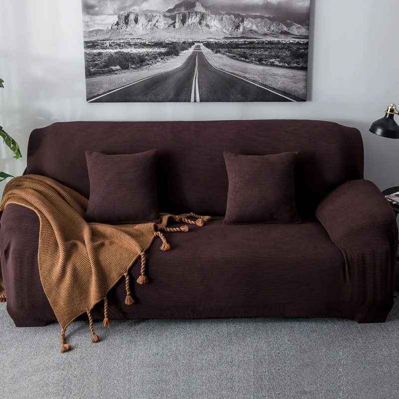 Purple/gray/white/black Solid Color Elastic Spandex Sofa Cover Universal Solid Color Stretch Couch Slipcover Funda Sofa - Цвет: 7