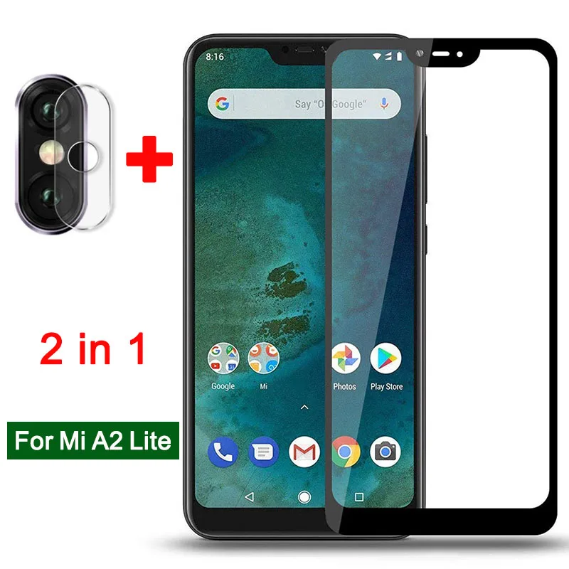 Front And Lens Glass Для Xiaomi mi A2 Lite светильник mi a 2 2lite защитное стекло пленка для объектива камеры полное покрытие защита экрана закаленное стекло на mi a2lite - Цвет: Front And Lens Glass