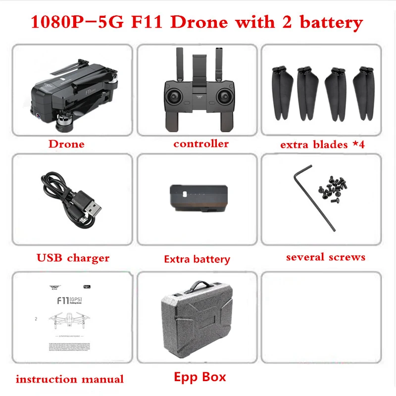 2 Battery Epp Box SJRC F11 RC gps бесщеточный Дрон с 1080P wifi камерой Квадрокоптер с камерой Дрон 28 мин Время полета Квадрокоптер Дрон Vs CG033 - Цвет: 2 Battery Epp Box