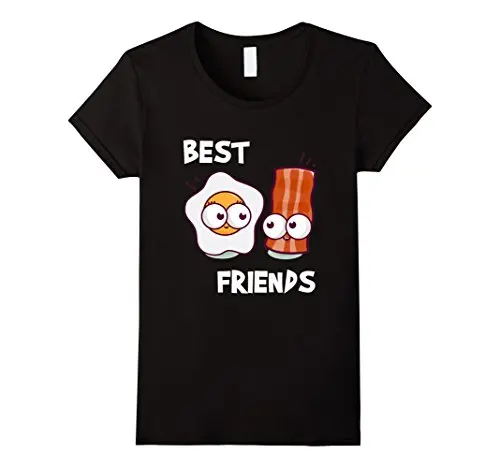 Женская футболка с коротким рукавом круглым вырезом и принтом бекона яиц|best friends t