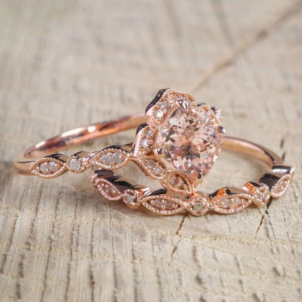 Women Party Banquet Square Rings for Ladies Acrylic Rose Gold Color Trendy Jewellery Wedding Size 6 7 8 9 10 | Украшения и