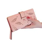 Женские кошельки, Длинный кошелек, Дамский кошелек с пряжкой, кошелек с полыми листьями, женский кошелек, держатель для карт