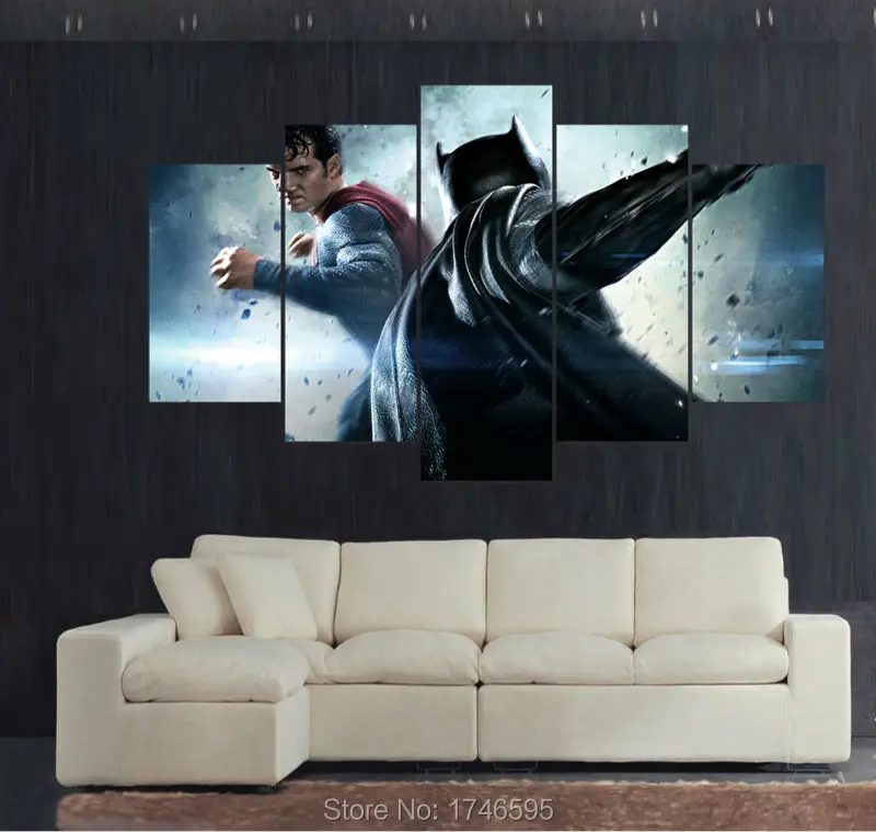 5pcs Print Batman V Superman dawn of justice Movie poster Painting on Canvas art kids children room wall decor picture /PT0527 | Дом и сад