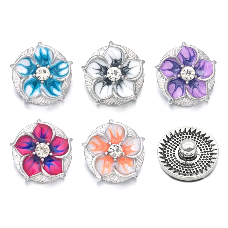 

Fashion Flower w109 Crystal 3D 18mm Metal Snap Button For Bracelet Necklace Interchangeable Jewelry Women Accessorie Findings