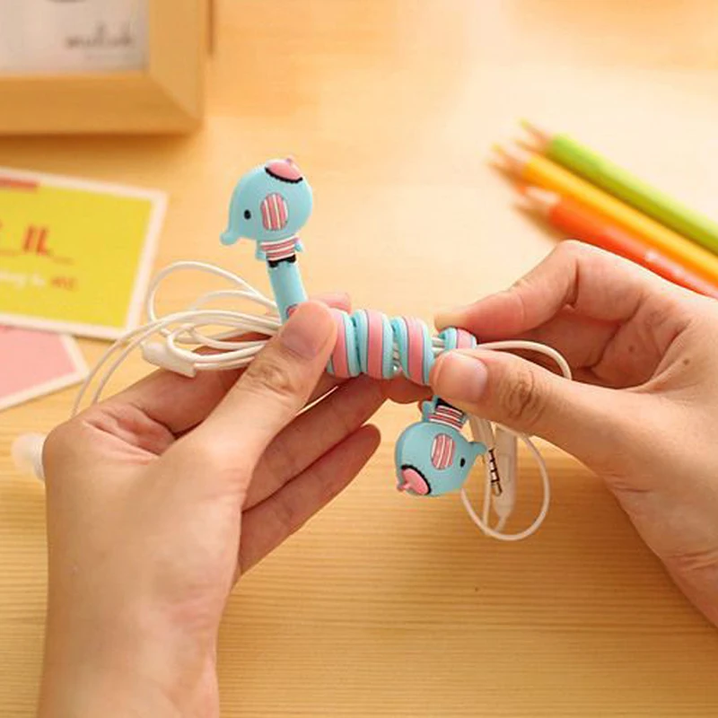 10 шт./комплект мультяшный usb кабель для защиты кабеля милый аксессуар Iphone защита