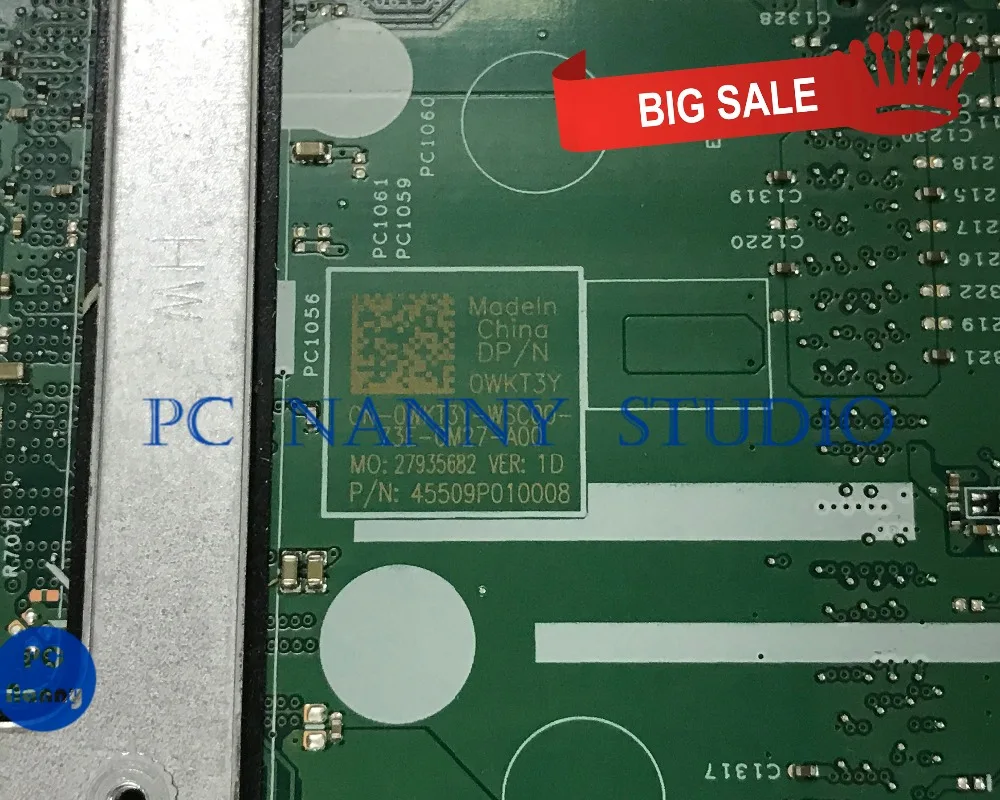 Материнская плата PCNANNY 0WKT3Y WKT3Y для ноутбука Dell INSPIRON 3568 15341 1 91N85 протестирована на i5