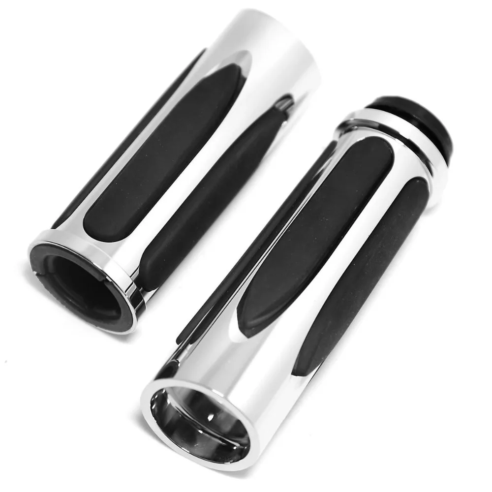 

1Pair Shallow Cut Chrome Hand Grips For Harley Touring Street Glide Road King With Throttle By Wire Models 2008-2017