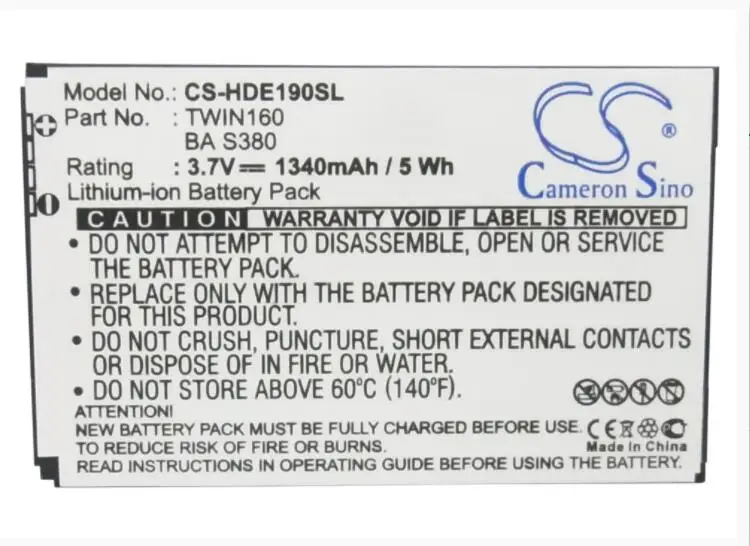 Аккумулятор Cameron Sino 1340 мАч для DOPOD A6288 T5399 Touch Twin 35H00121 05M BA S380 TWIN160 HTC A6262 A6266 Hero
