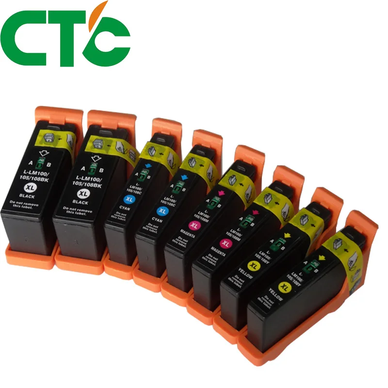 8 шт. чернильный картридж 100 100XL LM100 105XL 108XL совместимый для Lexmark S305 S308 S405 S408 S505 S508 S605