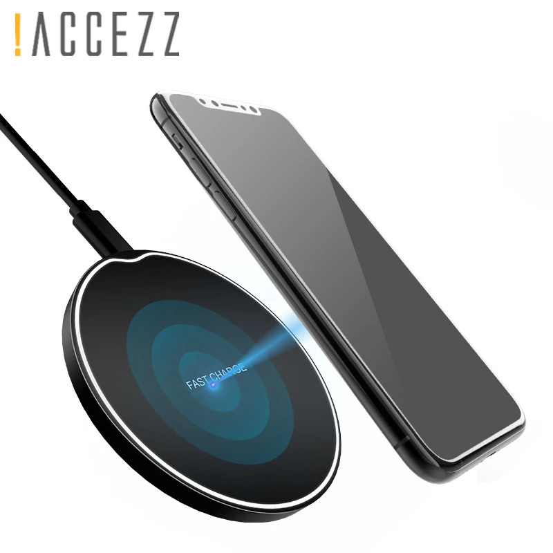 ! ACCEZZ Qi Беспроводная зарядка для iPhone X 8 Plus 10 5 Вт Samsung Galaxy S9 S8 Note ультратонкое