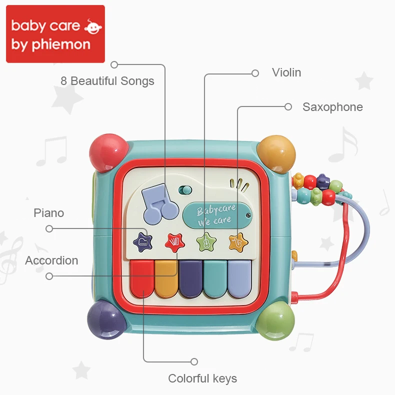Babycare, детская коробка для занятий, многофункциональная музыкальная игрушка магический куб, часы, геометрические блоки, сортировка, развивающие игрушки
