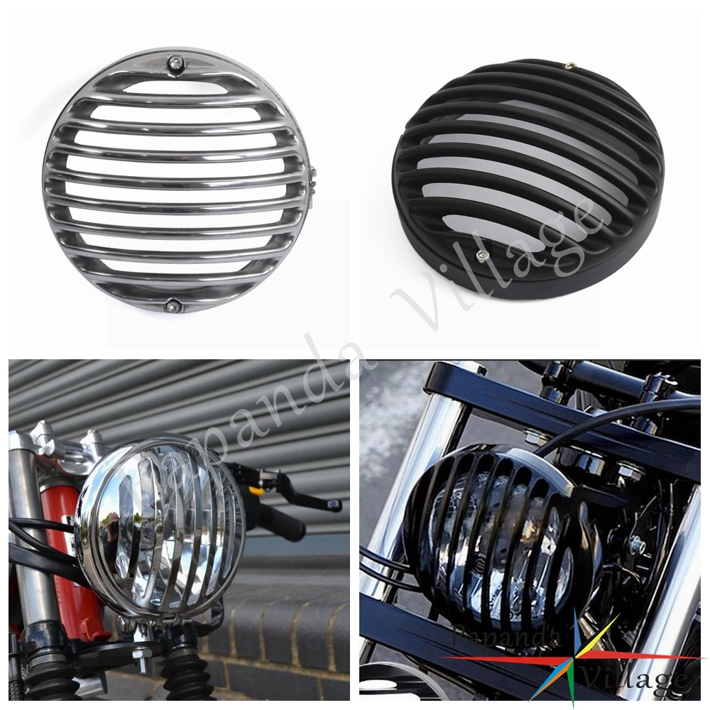 Черный мотоцикл 5,7" фара гриль крышка протектор для Harley Sportster XL833 XL1200 2004- Touring Trike модели 2009-UP