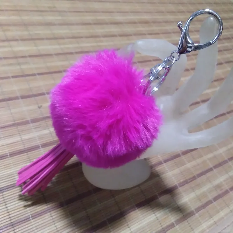 Новый Искусственный Мех брелок с помпонами из мультфильмов кожаный 3D Подвески