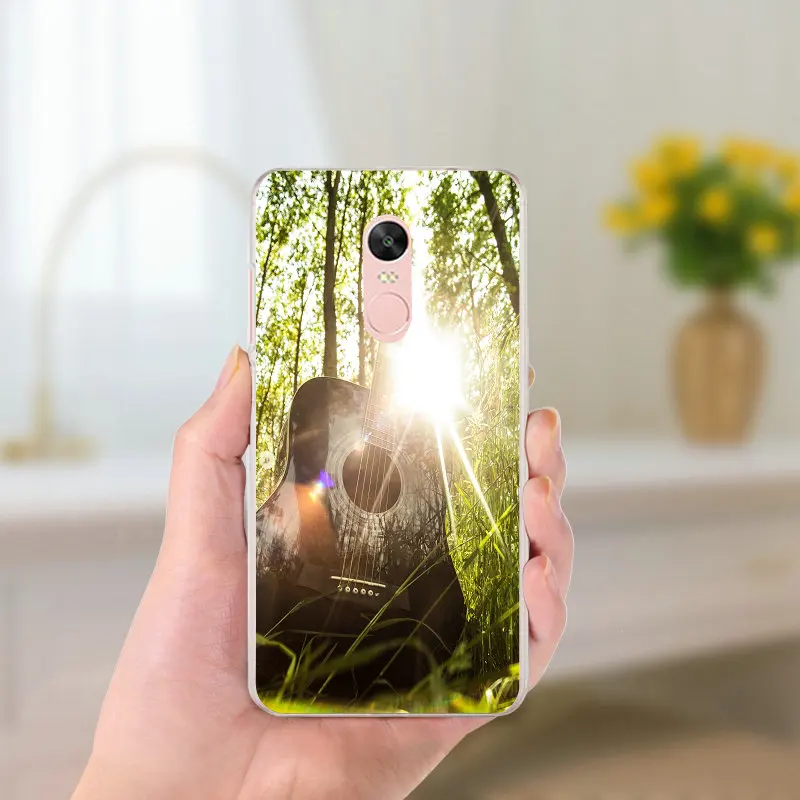 Мягкий силиконовый чехол для телефона из ТПУ с надписью Love Guitar Music Xiaomi Redmi Mi Note 4X2 3