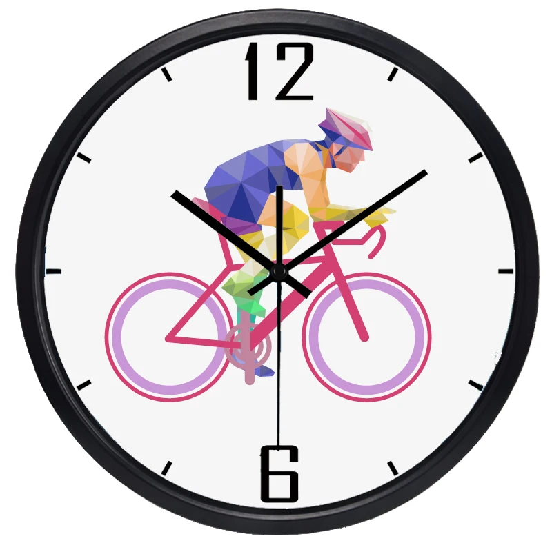 Велосипедисты Спорт Новый немой бренд дизайн настенные часы прочный круг