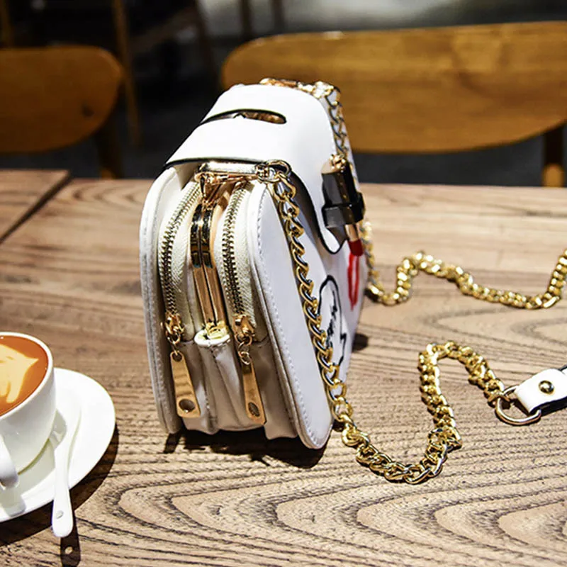 Женская кожаная сумка через плечо с белым карманом для денег телефона красными