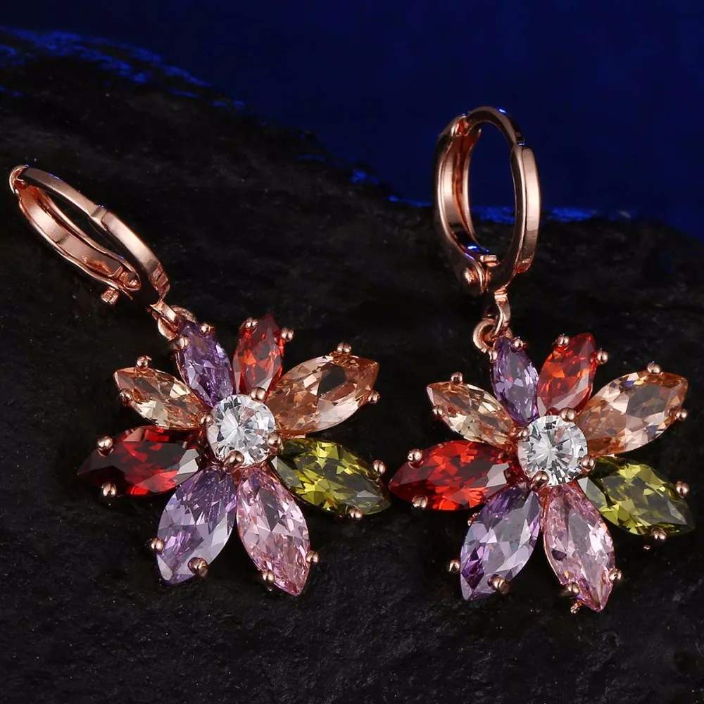 Модные Ювелирные наборы CARSINEL серьги в форме цветка ожерелье и из розового золота