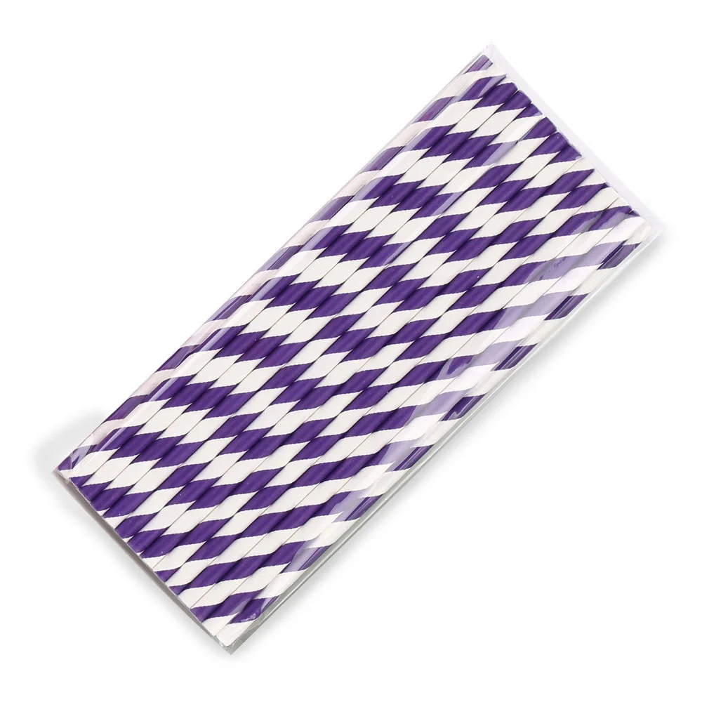 Dark Purple Stripes 25 шт./упак. Винтаж в полоску Одноразовые бумажные соломинки для дня рождения Свадебные украшения для рождественской вечеринки принадлежности трубочки - Цвет: Dark Purple Stripes