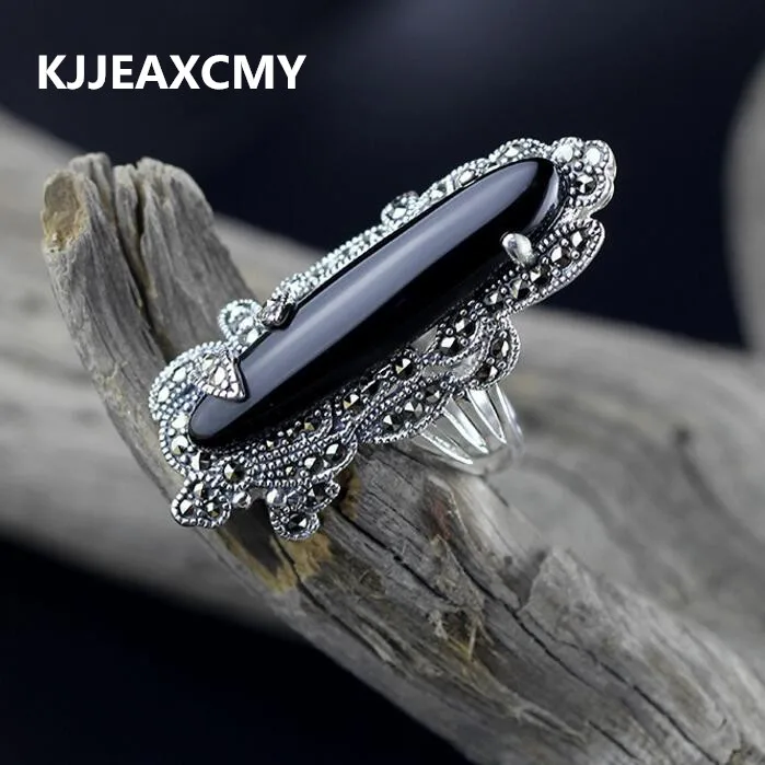 KJJEAXCMY S925 Серебряная инкрустированная черная оникс блестящая модель | Украшения и
