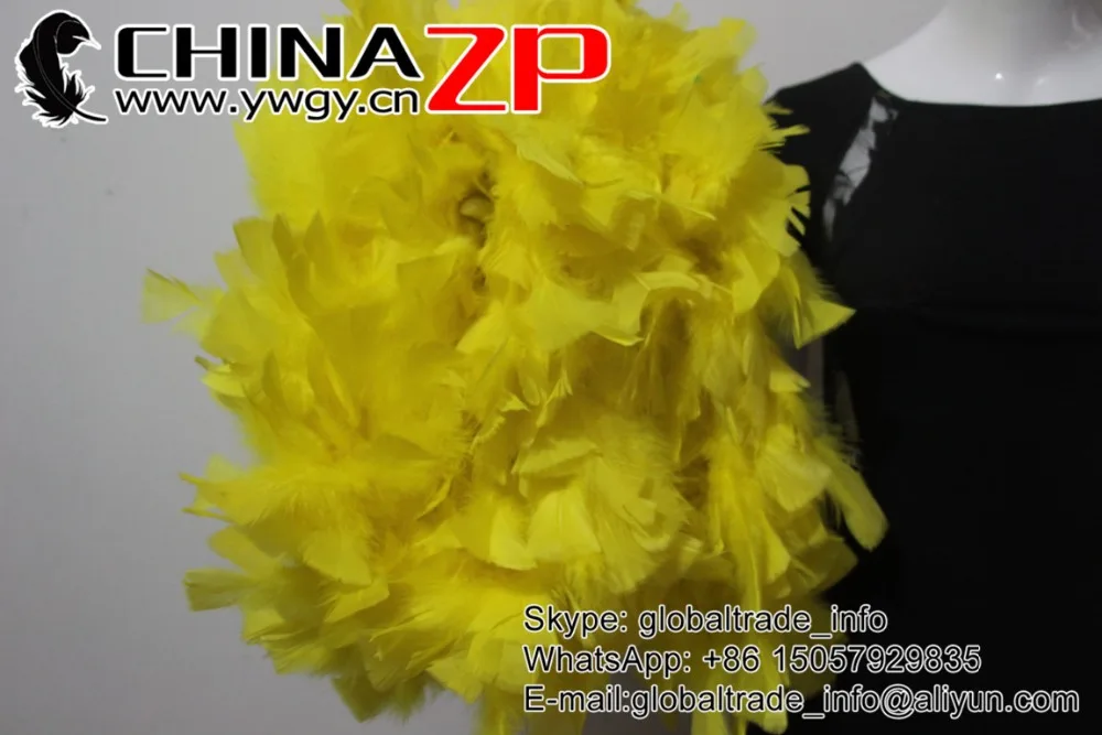 Chinazp Feathers Заводская розничная продажа Премиум ручной работы 2 ярдов желтый Chandelle