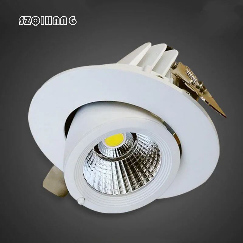 

Free shipping Adjustable 10W/15W Warm white/Natural white/Cold White COB hight light LED Gimbal Embedded led trunk lamp AC85-26