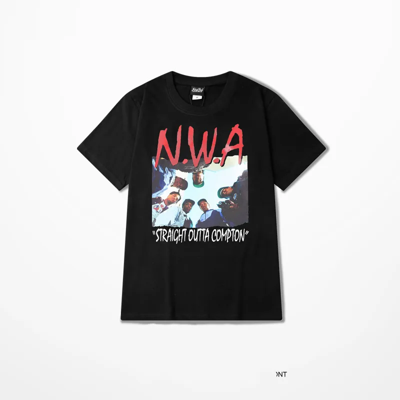 Выскочить шестипанельная Снэпбэк футболка надпись Nwa Straight памяти в стиле хип хоп