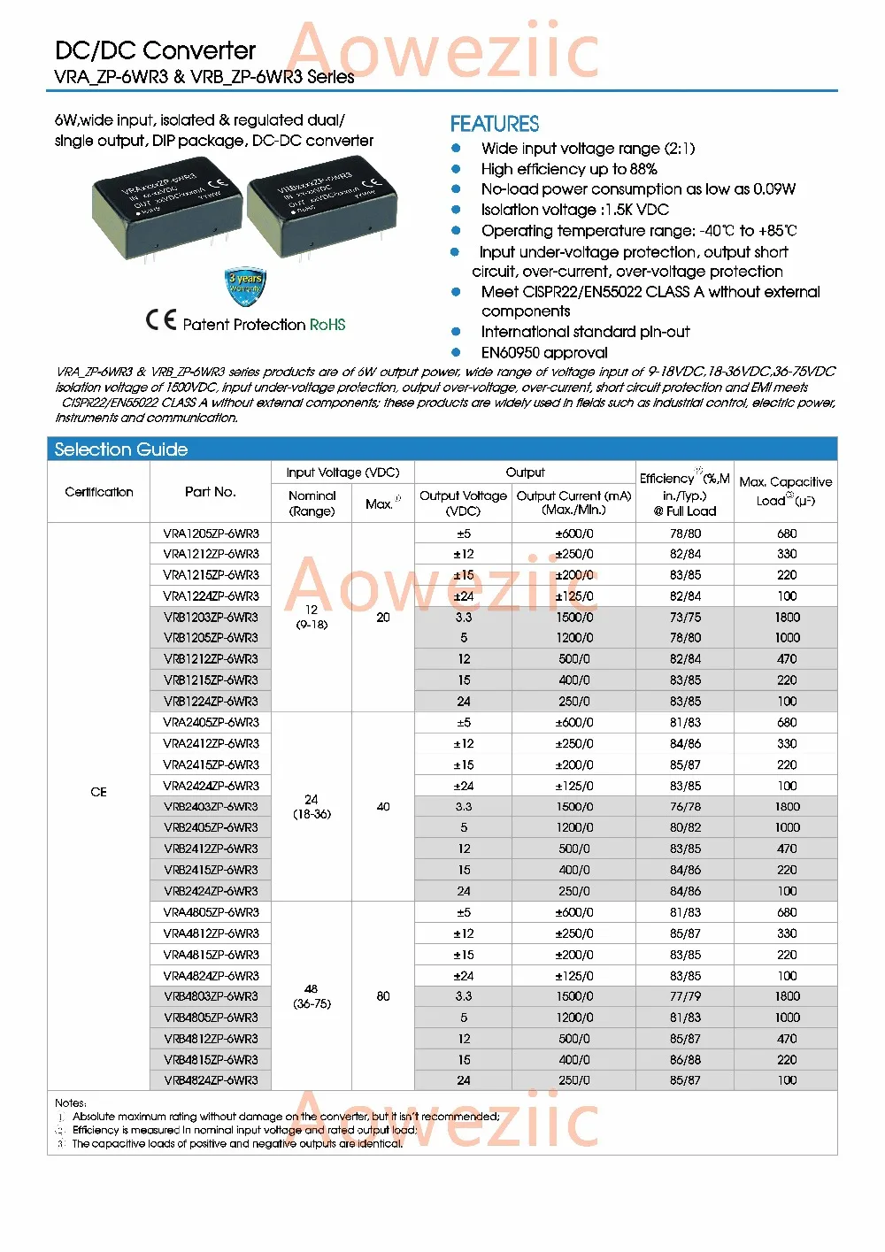 Aoweziic VRB1205ZP-6WR3 VRB1205 новый оригинальный DIP-вход: 9-18 в выход: 5 В 1 2 А Φ кВ изоляция