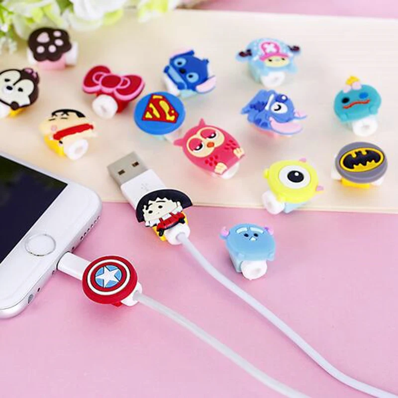 

100pcs/lot Cartoon USB Charger Data Cable Cord Protector Charging line saver For Mobile phone USB cable protection cable winder
