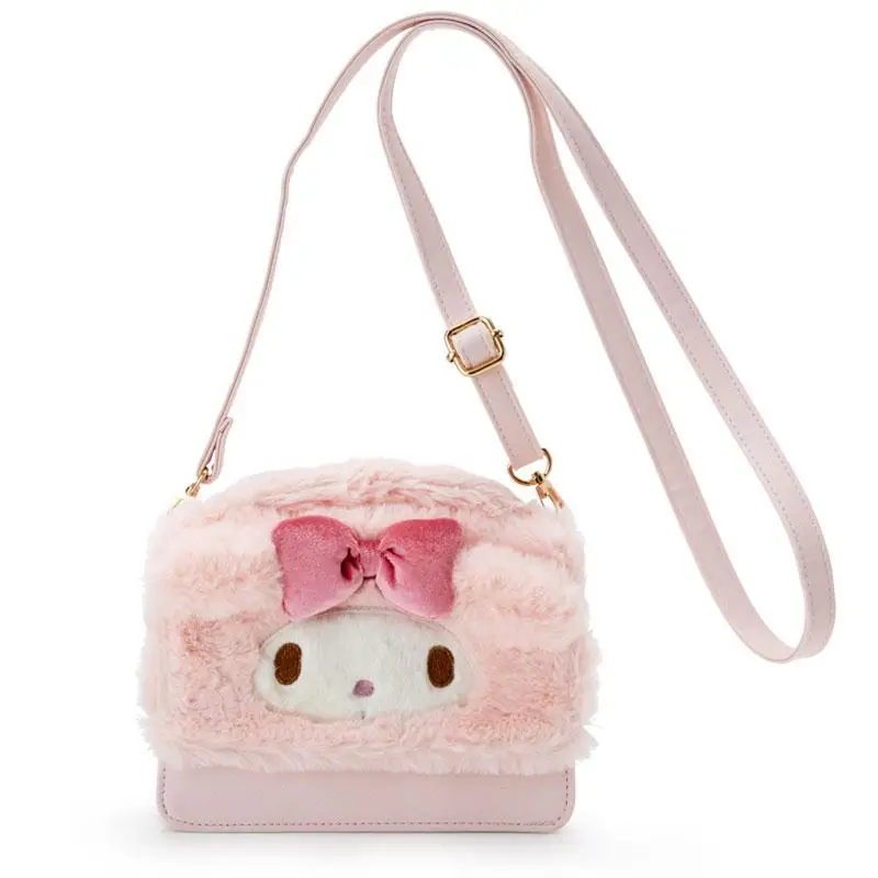 Милая плюшевая сумка-мессенджер из искусственной кожи My Melody Cinnamoroll с помпонами и помпонами, маленькие мини сумки через плечо для девочек, сумка на ремне - Цвет: My Melody