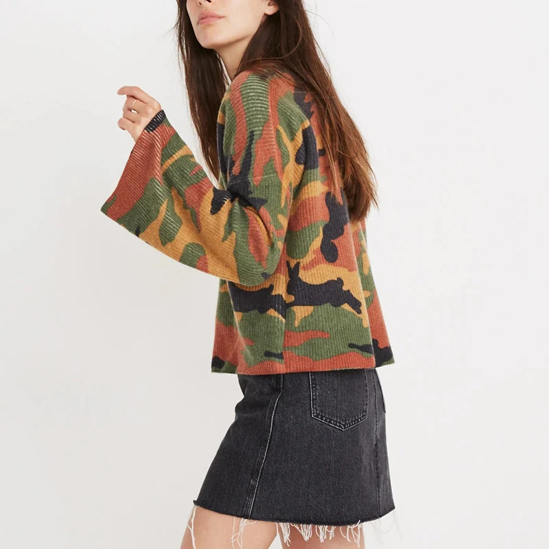 Новинка хит продаж женские с камуфляжным принтом футболки длинными рукавами