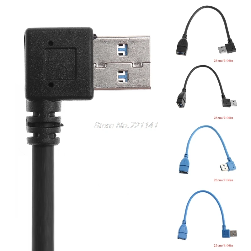 USB 3 0 тип A левый/правый угол 90 градусов штекер к прямой Женский Кабель адаптер