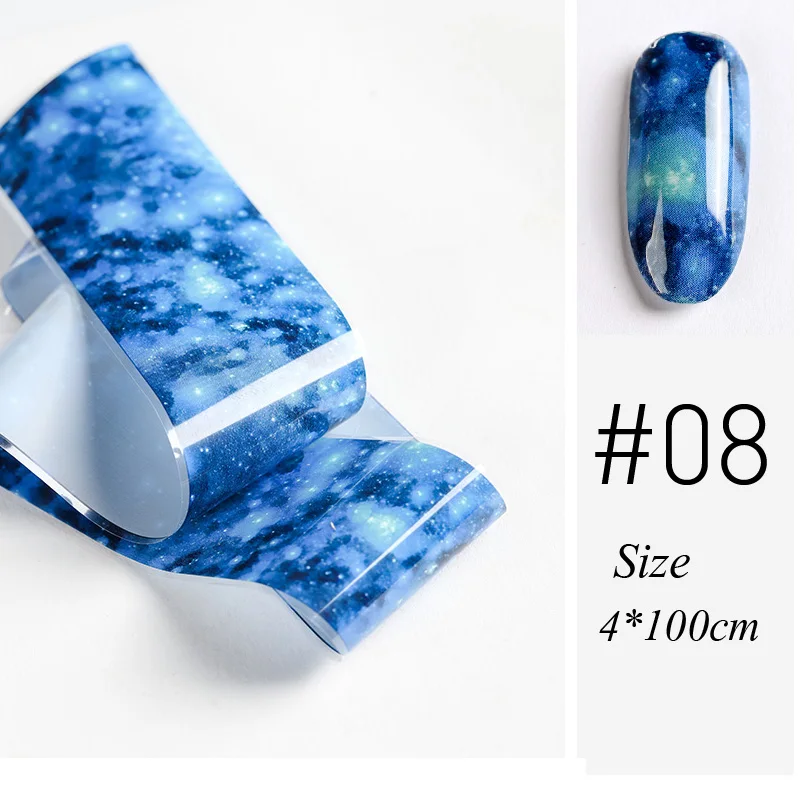 1pc color 08 10 colors Water Marble Effect Nail Foil Paper Fantasy Rainbow Starry Sky Transfer Foil Nail Art Sticker Manicure Decorations - Цвет: 1pc color 08