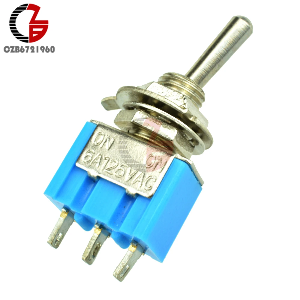 10 шт. MTS-102 мини 3Pin слайд-переключатель SPDT ON-ON 3 Pin 2 Postion миниатюрный тумблер VE067 AC 125V 6A