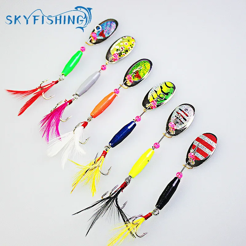 

6pieces/lot Droppen Spoon Fishing Lure 7g Spoon Bait ideal for Bass Trout Perch pike rotating Fishing