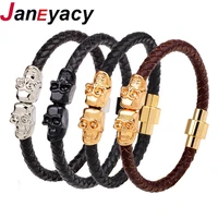 2018 retail fashion genuine leather punk skull man bracelets bangles fashion bracelet for man jewelry with color protection