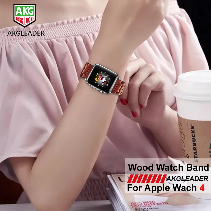Ремешок для часов Apple Watch Series 4 40 мм 44 ремешок из натурального дерева iWatch 1 2 3 38 42
