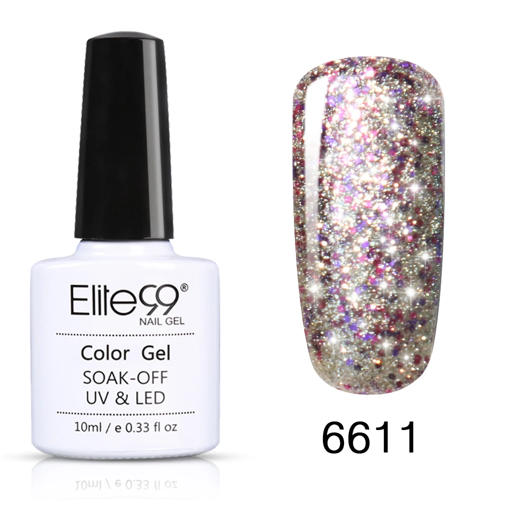 6611 Elite99 10 мл Звездный Гель-лак для ногтей Супер Bling Soak Off UV лампа Гель-лак Блеск Гель-лак маникюр лак для ногтей - Цвет: 6611